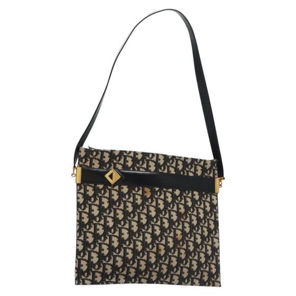 Christian Dior Trotter Canvas Shoulder Bag Navy Auth BD763 - Picture 1 of 16